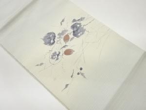 作家物　塩瀬手描き蔓草に実模様夏用名古屋帯